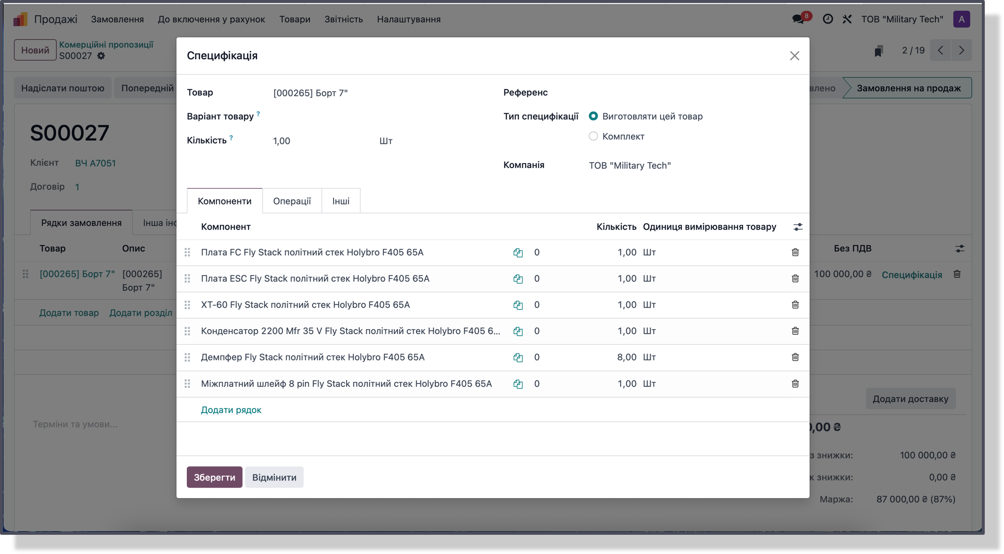Специфікації у продажах